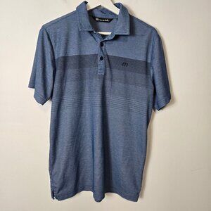 Travis Mathew Men's Size M Blue Short Sleeve Polo Shirt Pima Cotton Blend Golf